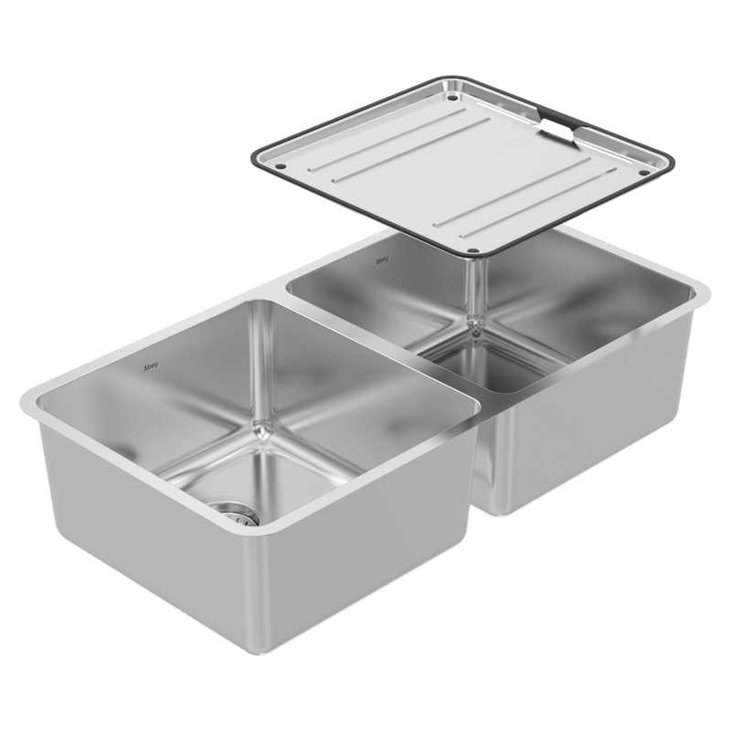 ABEY LAGO DOUBLE BOWL KITCHEN SINK STAINLESS STEEL 830MM