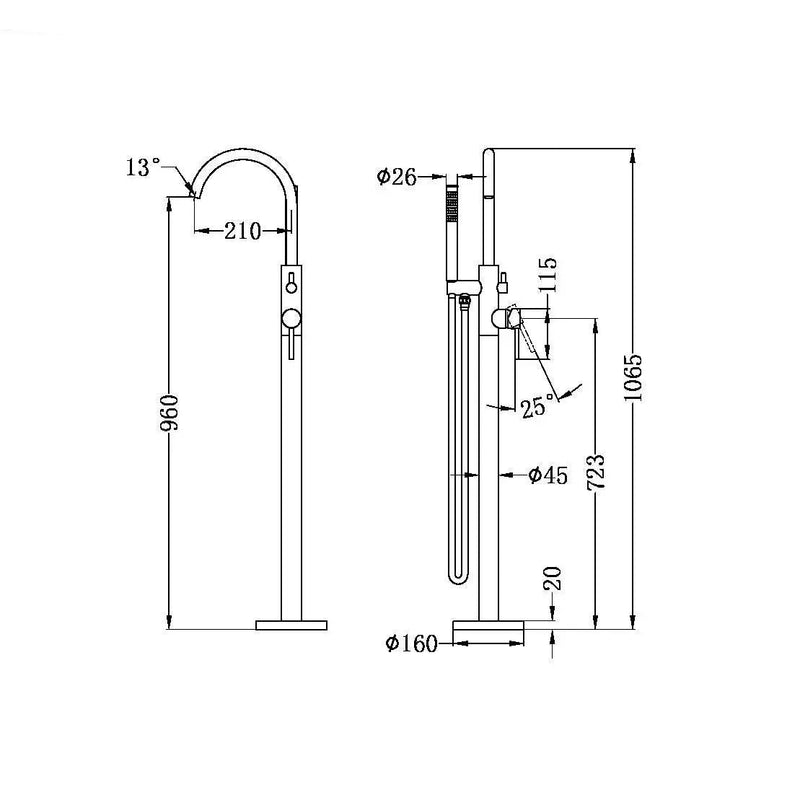 NERO Mecca Round Freestanding Mixer With Hand Shower
