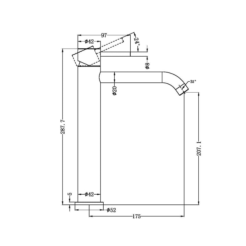 NERO Zen SS316L Tall Basin Mixer Handless