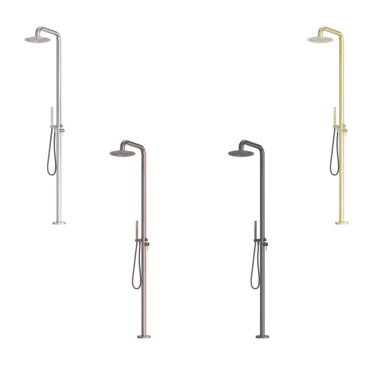 NERO ZEN OUTDOOR FREESTANDING SHOWER COLUMN BRUSHED BRONZE