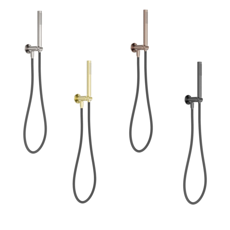 NERO ZEN SHOWER ON BRACKET WITH OUTDOOR SHOWER HOSE BRUSHED NICKEL