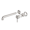 NERO Zen SS316L Wall Basin/Bath Mixer Separate Back Plate 185mm Spout (Trim Kit Only)