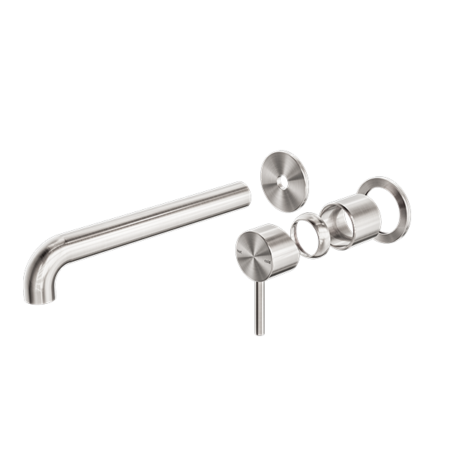 NERO Zen SS316L Wall Basin/Bath Mixer Separate Back Plate 185mm Spout (Trim Kit Only)