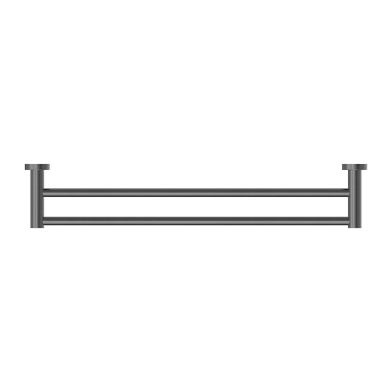 NERO MECCA DOUBLE NON-HEATED TOWEL RAIL GUN METAL (AVAILABLE IN 600MM AND 800MM)