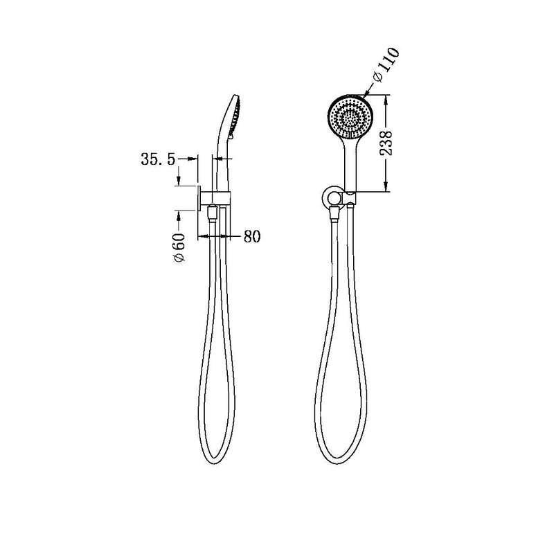 NERO MECCA SHOWER ON BRACKET WITH AIR SHOWER CHROME