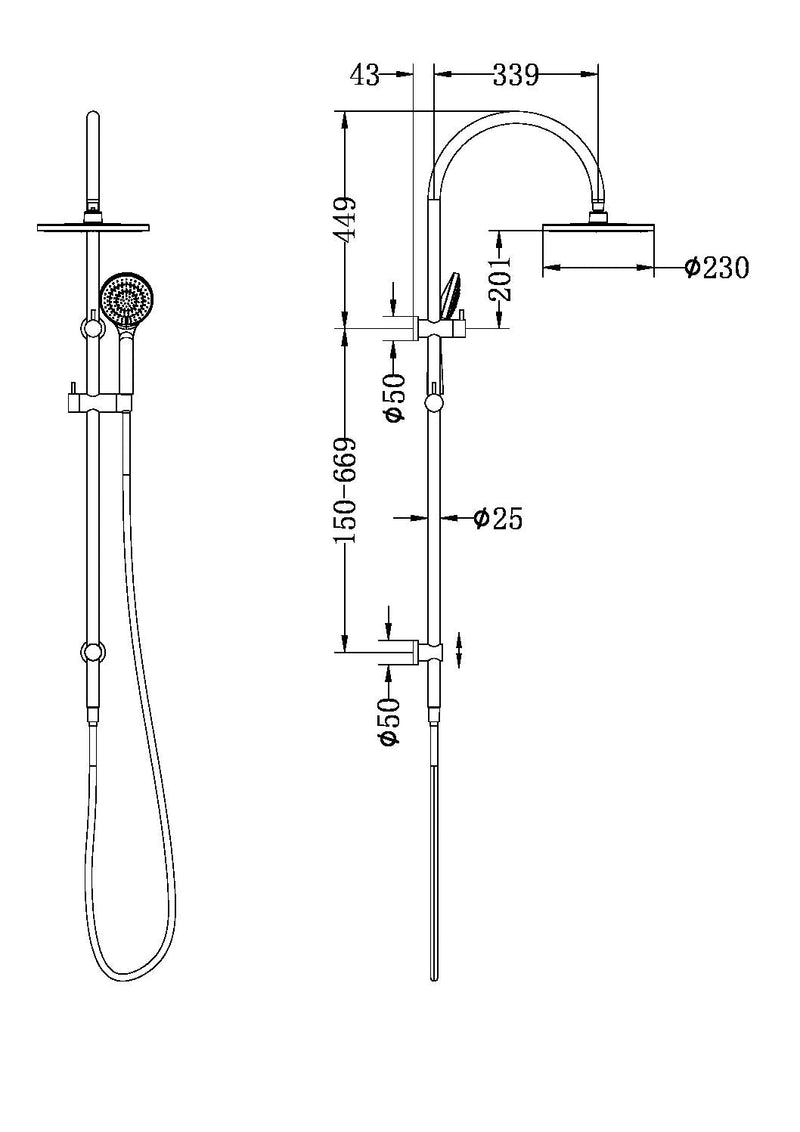 NERO MECCA TWIN SHOWER WITH AIR SHOWER CHROME