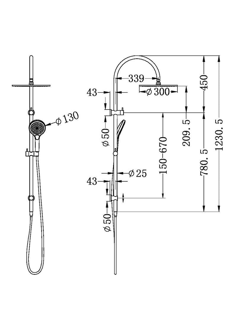 NERO MECCA TWIN SHOWER WITH AIR SHOWER II BRUSHED NICKEL