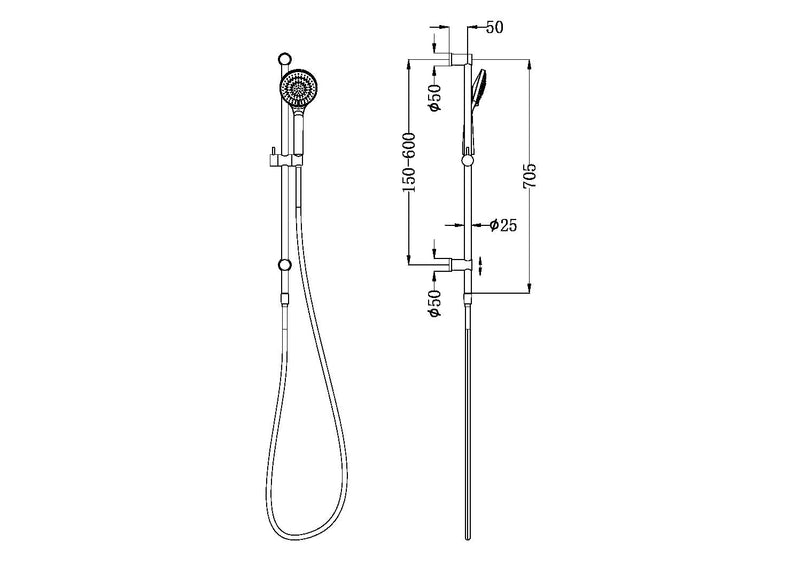 NERO MECCA SHOWER RAIL WITH AIR SHOWER MATTE WHITE