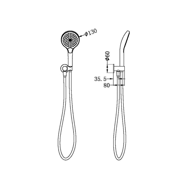 NERO MECCA SHOWER ON BRACKET WITH AIR SHOWER II MATTE BLACK