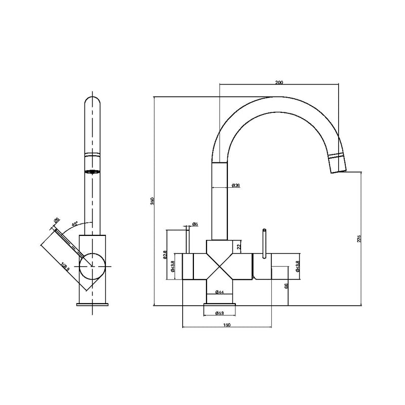 Nero Mecca 3 Way Filtered Mixer Tap