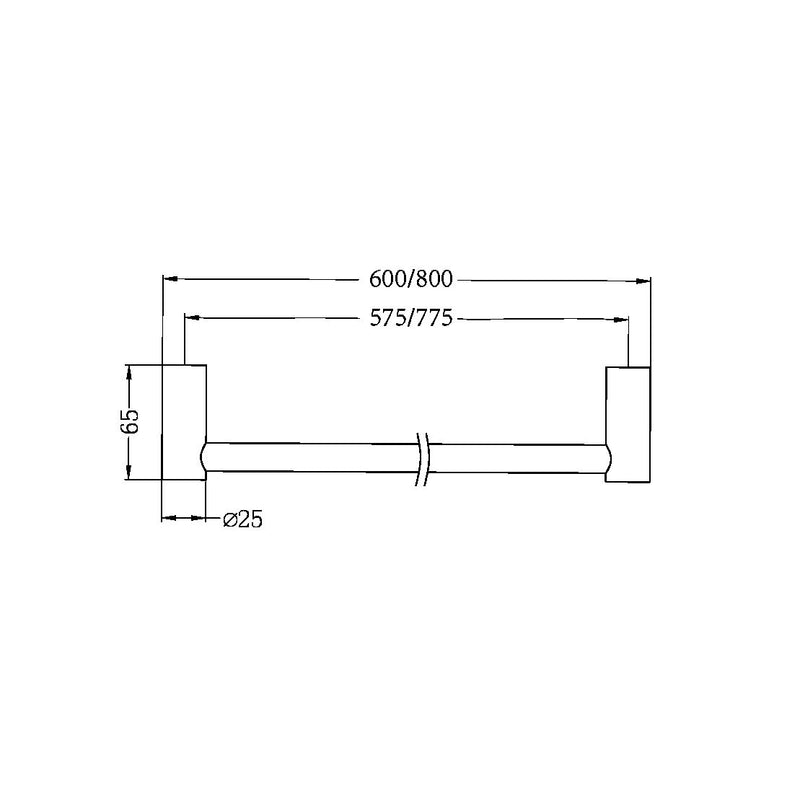 NERO MECCA SINGLE NON-HEATED TOWEL RAIL MATTE BLACK (AVAILABLE IN 600MM AND 800MM)