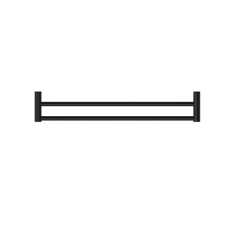 NERO MECCA DOUBLE NON-HEATED TOWEL RAIL MATTE BLACK (AVAILABLE IN 600MM AND 800MM)
