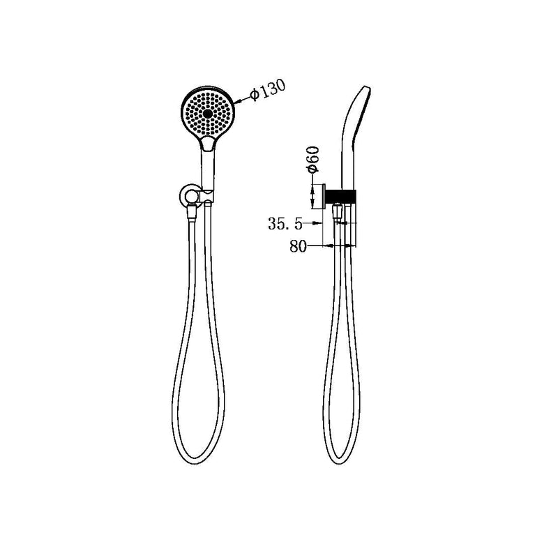 NERO OPAL SHOWER ON BRACKET WITH AIR SHOWER II GRAPHITE