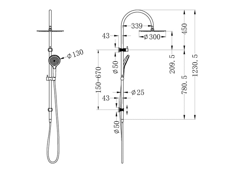 NERO OPAL TWIN SHOWER WITH AIR SHOWER II BRUSHED NICKEL