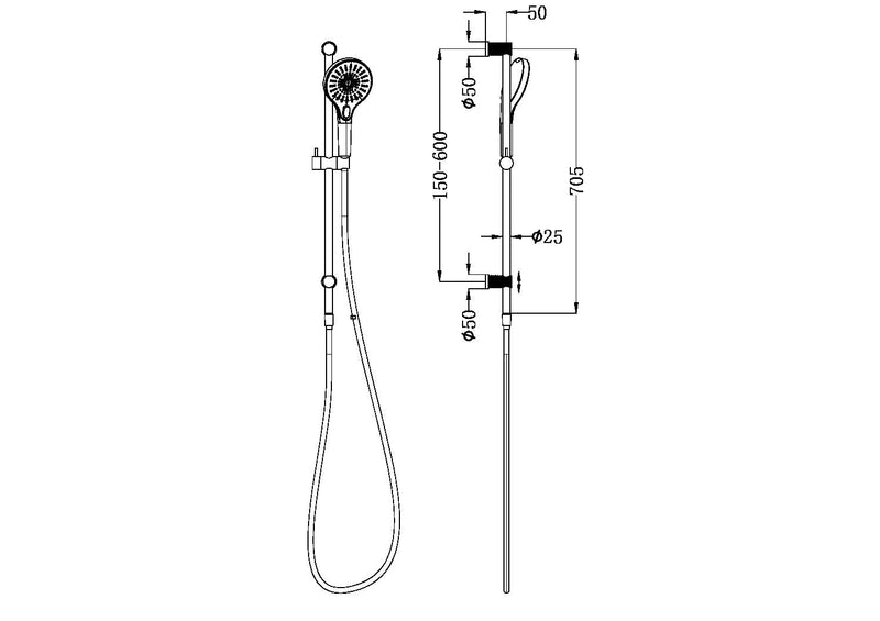 NERO OPAL SHOWER RAIL GRAPHITE