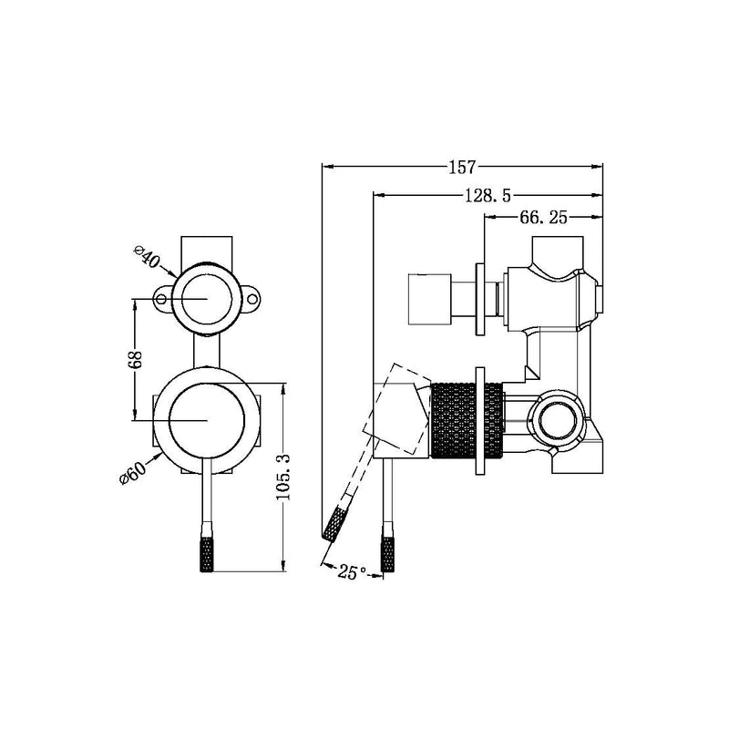 NERO OPAL SHOWER MIXER DIVERTER SEPARATE PLATE GRAPHITE