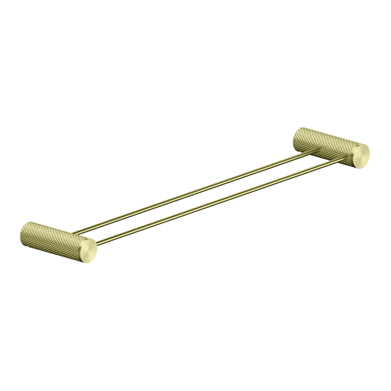 NERO OPAL NON-HEATED DOUBLE TOWEL RAIL BRUSHED GOLD (AVAILABLE IN 600MM AND 800MM)