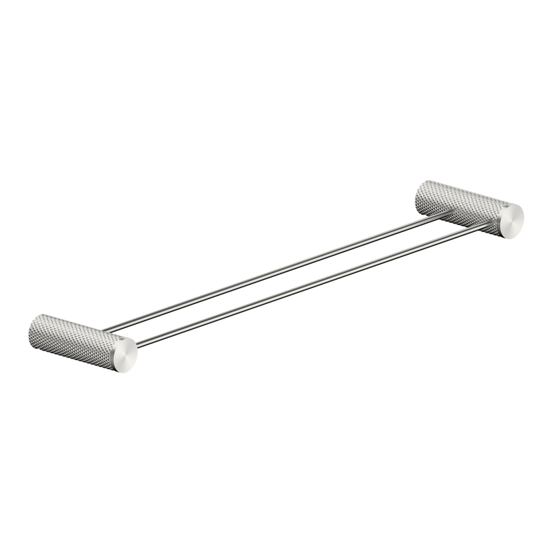 NERO OPAL NON-HEATED DOUBLE TOWEL RAIL BRUSHED NICKEL (AVAILABLE IN 600MM AND 800MM)