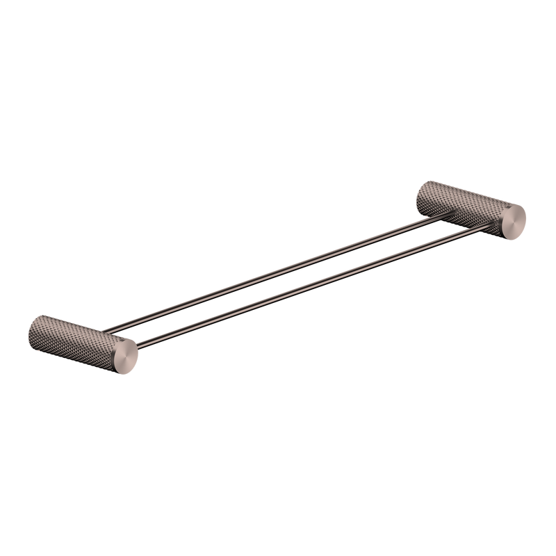 NERO OPAL NON-HEATED DOUBLE TOWEL RAIL BRUSHED BRONZE (AVAILABLE IN 600MM AND 800MM)