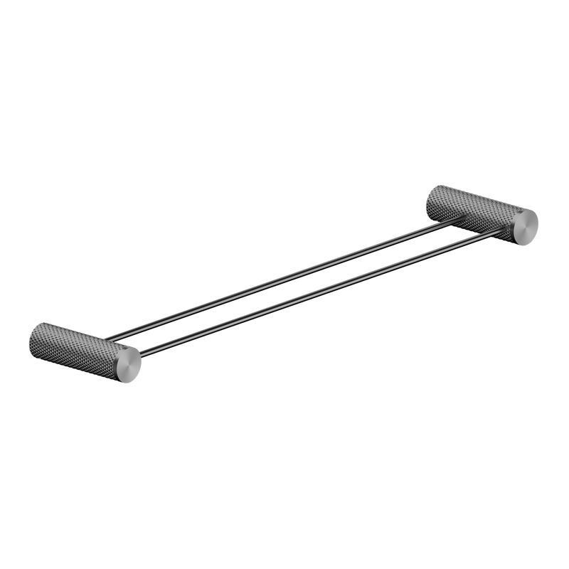 NERO OPAL NON-HEATED DOUBLE TOWEL RAIL GRAPHITE (AVAILABLE IN 600MM AND 800MM)