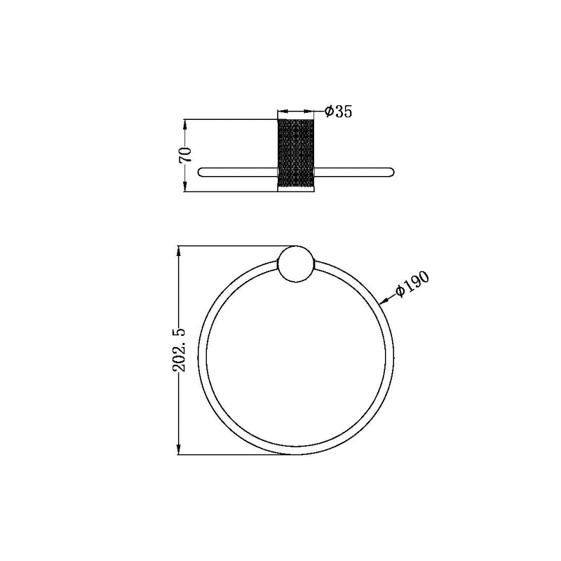 NERO OPAL TOWEL RING 202MM BRUSHED GOLD