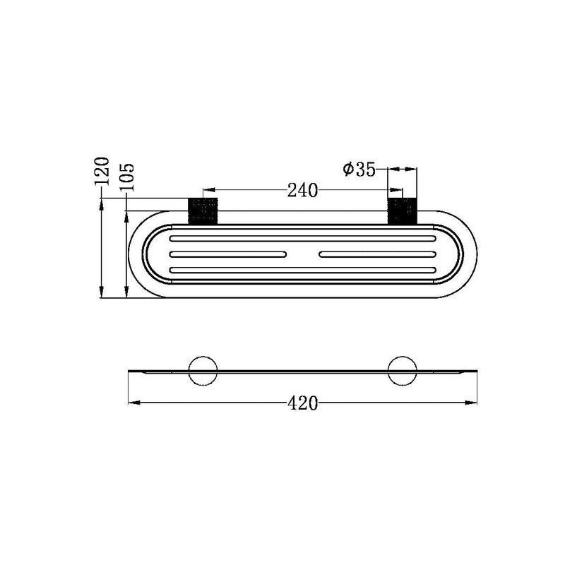 NERO OPAL METAL SHOWER SHELF 420MM BRUSHED NICKEL