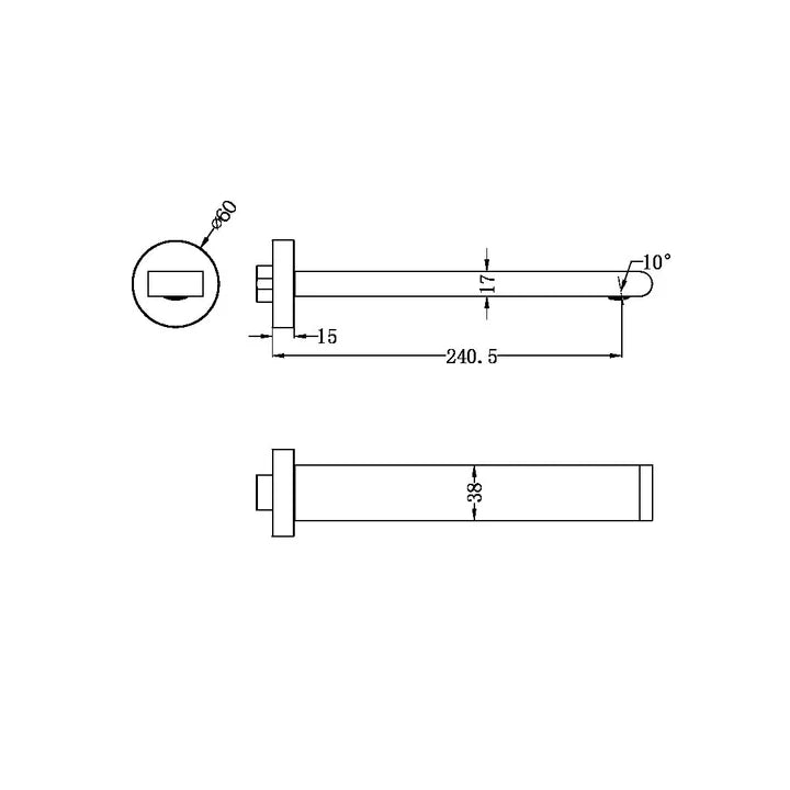 NERO BIANCA FIXED BATH SPOUT 200/240MM