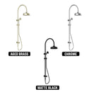NERO YORK TWIN SHOWER AGED BRASS WITH WHITE PORCELAIN HAND SHOWER