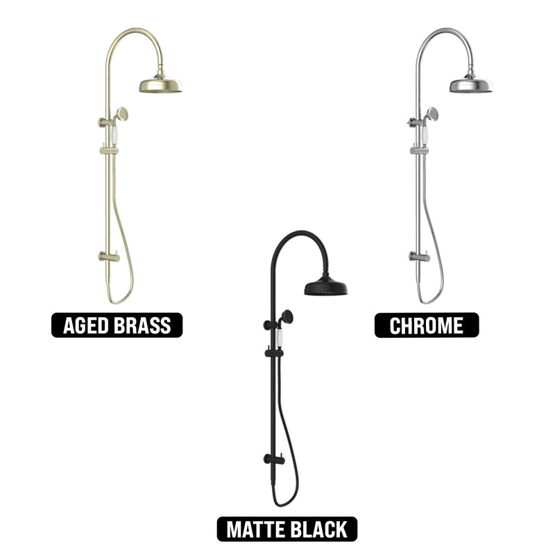 NERO YORK TWIN SHOWER CHROME WITH WHITE PORCELAIN HAND SHOWER