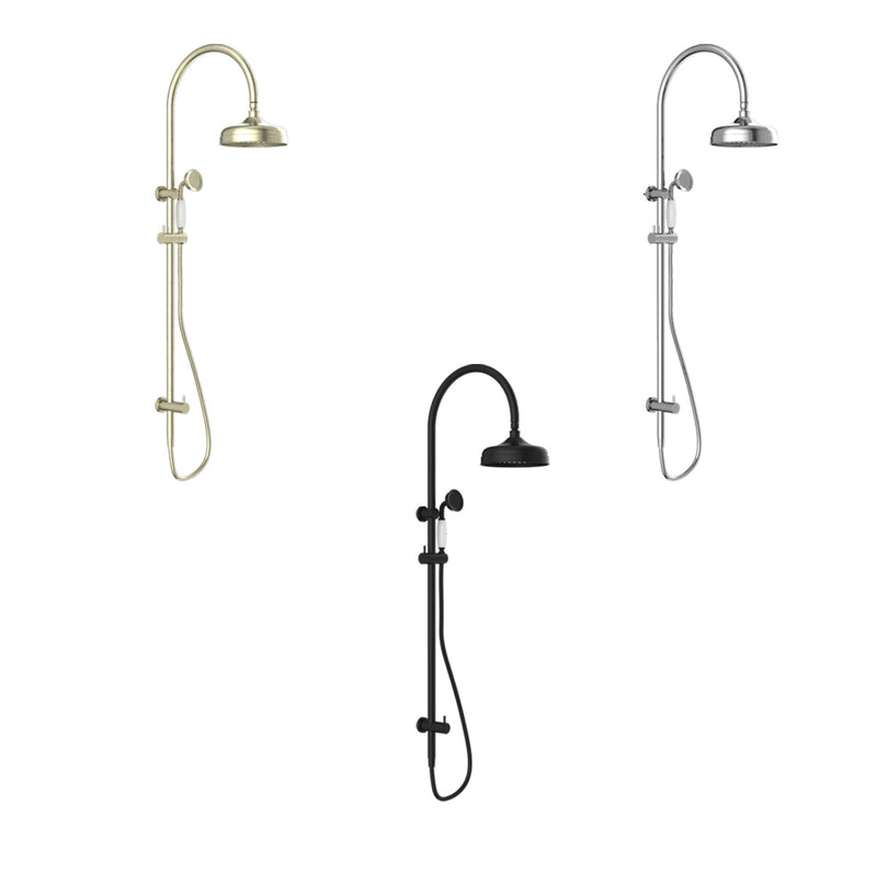 NERO YORK TWIN SHOWER MATTE BLACK WITH WHITE PORCELAIN HAND SHOWER