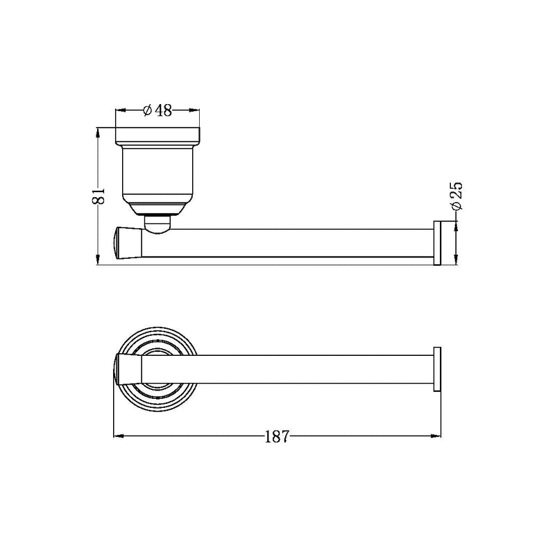 NERO YORK TOILET ROLL HOLDER 187MM CHROME