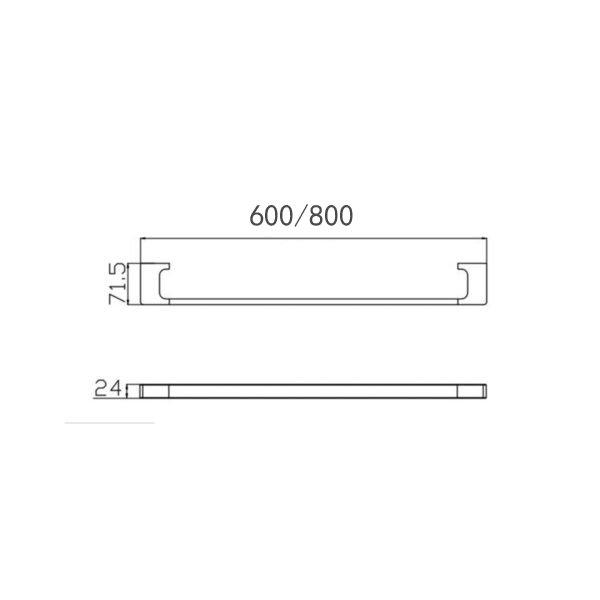 NERO PEARL NON-HEATED SINGLE TOWEL RAIL GUN METAL (AVAILABLE IN 600MM AND 800MM)