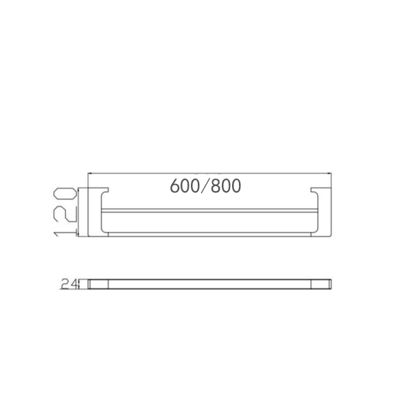 NERO PEARL NON-HEATED DOUBLE TOWEL RAIL GUN METAL (AVAILABLE IN 600MM AND 800MM)