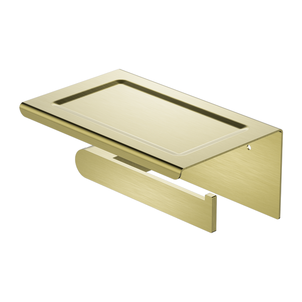 NERO BIANCA TOILET ROLL HOLDER WITH PHONE HOLDER 185MM BRUSHED GOLD