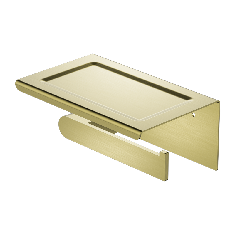 NERO BIANCA TOILET ROLL HOLDER WITH PHONE HOLDER 185MM BRUSHED GOLD