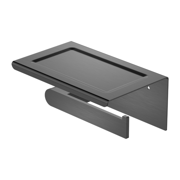NERO BIANCA TOILET ROLL HOLDER WITH PHONE HOLDER 185MM GUN METAL