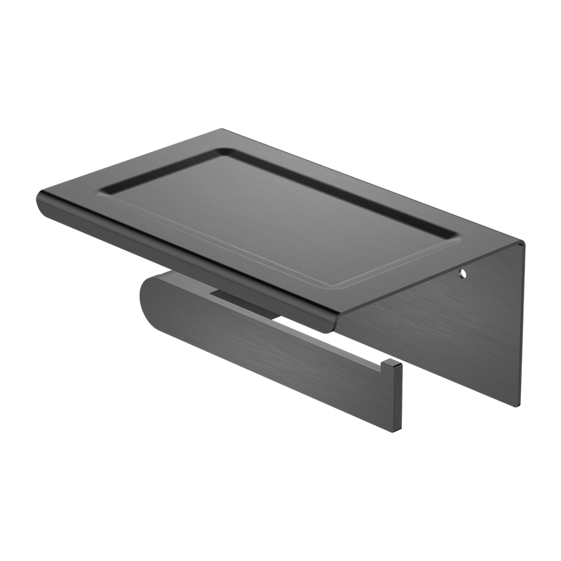 NERO BIANCA TOILET ROLL HOLDER WITH PHONE HOLDER 185MM GUN METAL