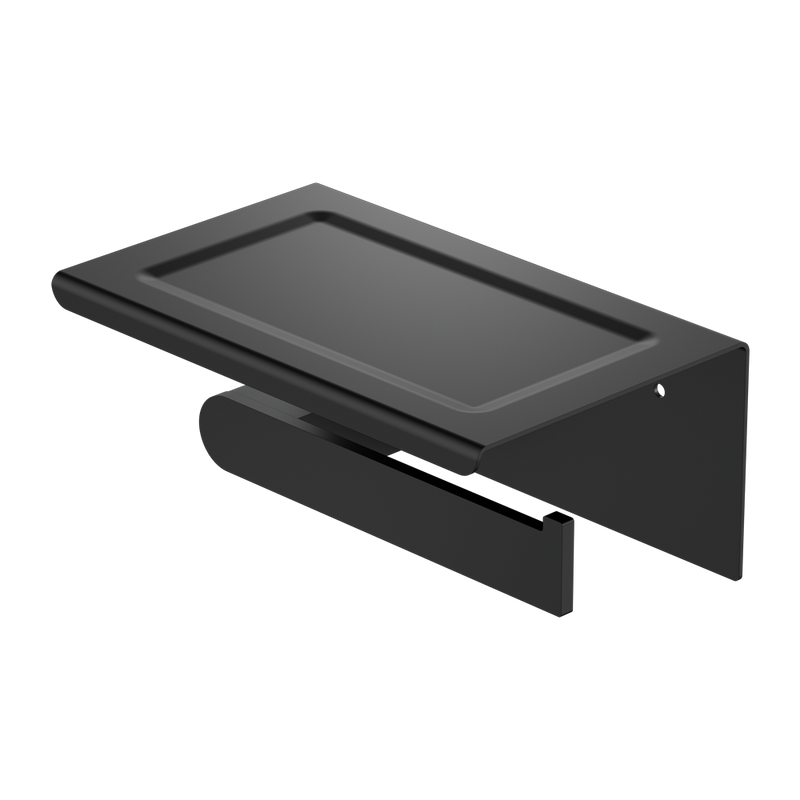 NERO BIANCA TOILET ROLL HOLDER WITH PHONE HOLDER 185MM MATTE BLACK