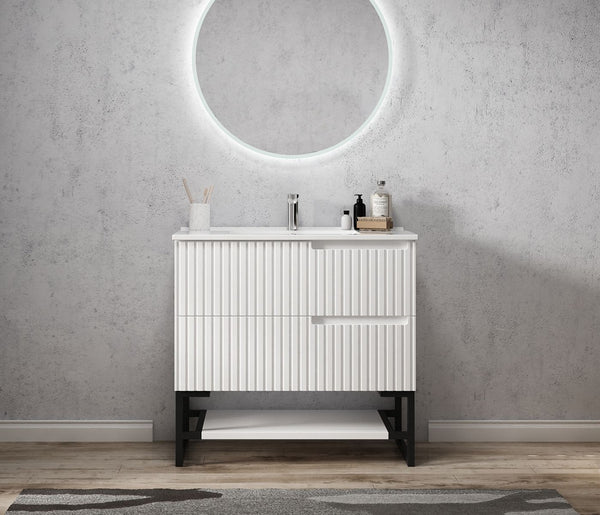 OTTI NOOSA MATTE WHITE 900MM SINGLE BOWL FLOOR STANDING VANITY
