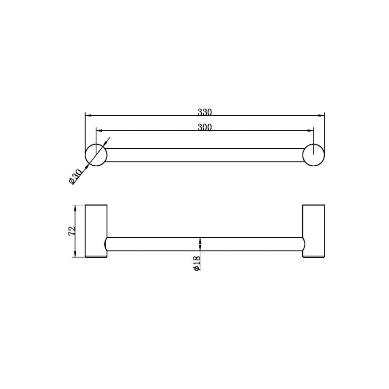 NERO ZEN NON-HEATED HAND TOWEL RAIL 330MM BRUSHED GOLD