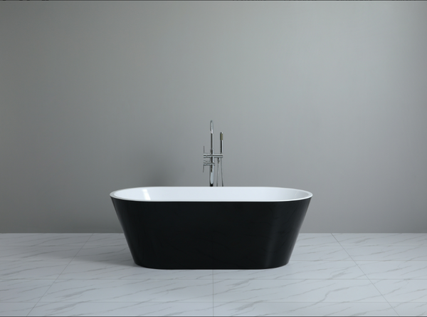 POSEIDON OVIA FREESTANDING BATHTUB GLOSS BLACK AND WHITE (AVAILABLE IN 1500MM AND 1700MM)