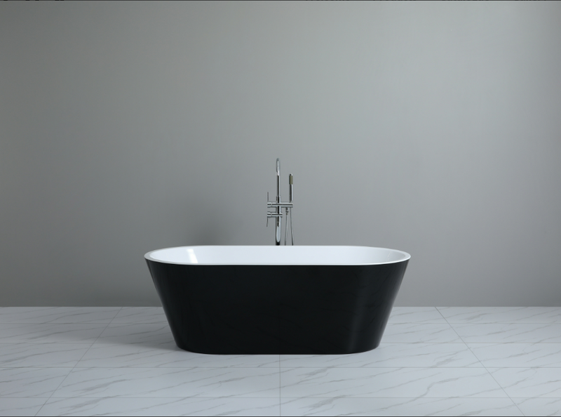 POSEIDON OVIA FREESTANDING BATHTUB GLOSS BLACK AND WHITE (AVAILABLE IN 1500MM AND 1700MM)