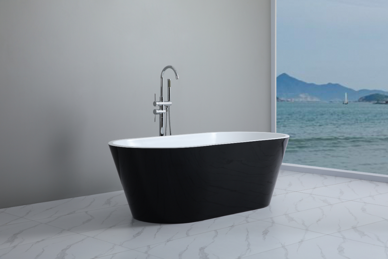 POSEIDON OVIA FREESTANDING BATHTUB GLOSS BLACK AND WHITE (AVAILABLE IN 1500MM AND 1700MM)