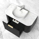 OTTI BONDI BLACK OAK 900MM CURVE SINGLE BOWL WALL HUNG VANITY