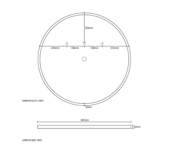 OTTI BRONTE LED MIRROR ROUND WITH BLUETOOTH SPEAKER 800MM