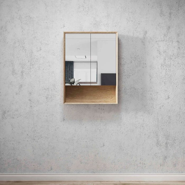 OTTI BYRON NATURAL OAK MIRROR SHAVING CABINET 600MM