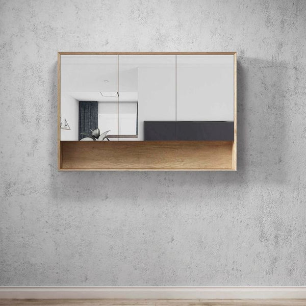 OTTI BYRON NATURAL OAK MIRROR SHAVING CABINET 1200MM