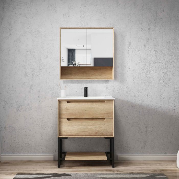 OTTI BYRON NATURAL OAK MIRROR SHAVING CABINET 750MM