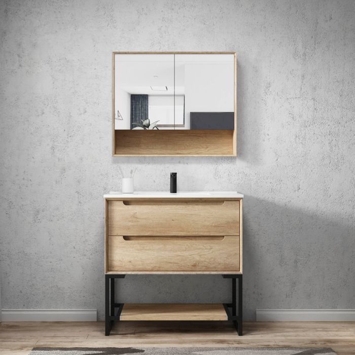 OTTI BYRON NATURAL OAK MIRROR SHAVING CABINET 900MM