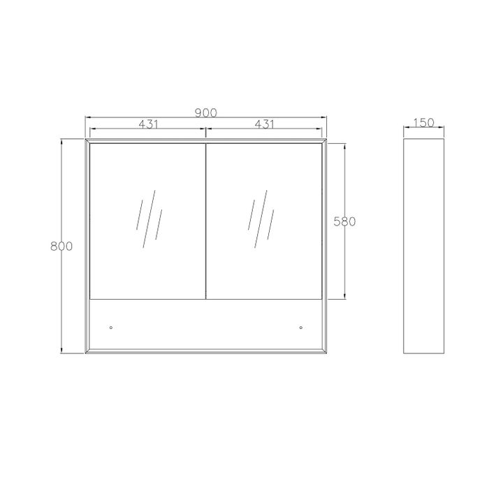 OTTI BYRON NATURAL OAK MIRROR SHAVING CABINET 900MM